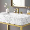 Kingsley 36 Inch Gold Stainless Steel Bathroom Vanity in Gold White