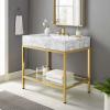 Kingsley 36 Inch Gold Stainless Steel Bathroom Vanity in Gold White