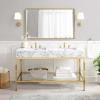 Kingsley 60 Inch Gold Stainless Steel Bathroom Vanity in Gold White