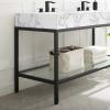 Kingsley 60 Inch Black Stainless Steel Bathroom Vanity in Black White