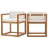 Newbury Outdoor Patio Premium Grade A Teak Wood Accent Armchair Set of 2 in Natural White