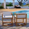 Newbury Outdoor Patio Premium Grade A Teak Wood Accent Armchair Set of 2 in Natural White