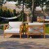 Northlake Outdoor Patio Premium Grade A Teak Wood Armchair Set of 2 in Natural White