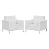 Loft Tufted Upholstered Faux Leather Armchair Set of 2