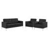 Loft 3 Piece Tufted Upholstered Faux Leather Set