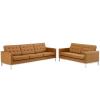 Loft Tufted Upholstered Faux Leather Sofa and Loveseat Set