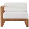Upland Outdoor Patio Teak Wood Left-Arm Chair in Natural White