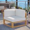 Upland Outdoor Patio Teak Wood Corner Chair in Natural White