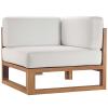 Upland Outdoor Patio Teak Wood Corner Chair in Natural White