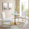Privy Gold Stainless Steel Upholstered Fabric Dining Accent Chair Set of 2