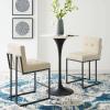 Privy Black Stainless Steel Upholstered Fabric Counter Stool Set of 2
