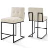 Privy Black Stainless Steel Upholstered Fabric Counter Stool Set of 2