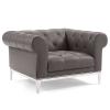 Idyll Tufted Upholstered Leather 3 Piece Set in Gray