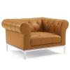 Idyll Tufted Upholstered Leather Loveseat and Armchair