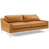 Harness Stainless Steel Base Leather Sofa and Loveseat Set