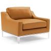 Harness Stainless Steel Base Leather Loveseat & Armchair Set