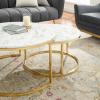 Ravenna Artificial Marble Nesting Coffee Table in Gold White