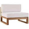 Upland Outdoor Patio Teak Wood 4-Piece Sectional Sofa Set in Natural White