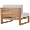 Upland Outdoor Patio Teak Wood 4-Piece Sectional Sofa Set in Natural White