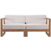 Upland Outdoor Patio Teak Wood 2-Piece Sectional Sofa Loveseat in Natural White