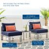 Shore Sunbrella? Fabric Outdoor Patio Aluminum 3 Piece Sectional Sofa Set