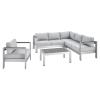 Shore Sunbrella&reg; Fabric Outdoor Patio Aluminum 5 Piece Sectional Sofa Set