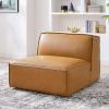 Restore Vegan Leather Sectional Sofa Armless Chair in Tan