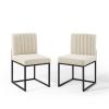 Carriage Dining Chair Upholstered Fabric Set of 2