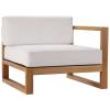 Upland Outdoor Patio Teak Wood 5-Piece Sectional Sofa Set in Natural White