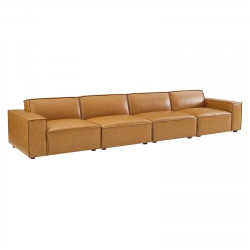 Restore Vegan Leather 4-Piece Sofa in Tan