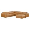 Restore 6-Piece Vegan Leather Sectional Sofa in Tan