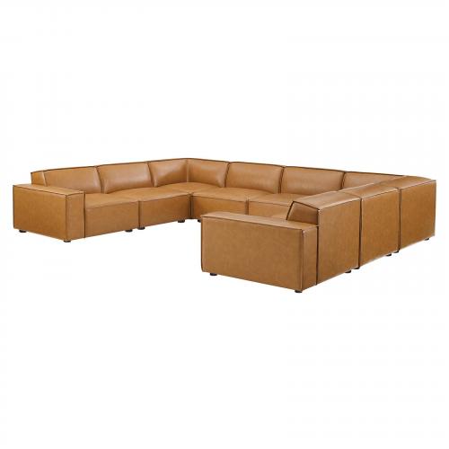 Restore 8-Piece Vegan Leather Sectional Sofa in Tan
