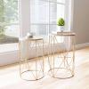 Hadrian Side Tables Set of 2 Gold & Clear