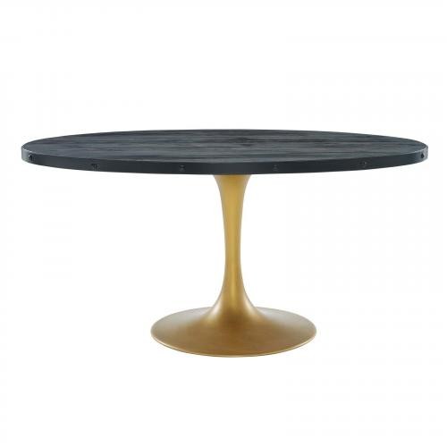 Drive 60" Oval Wood Top Dining Table in Black Gold