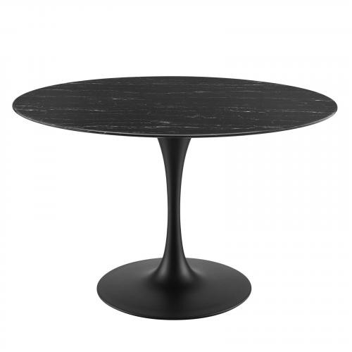 Lippa 47" Artificial Marble Dining Table in Black Black