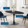Lippa 60" Artificial Marble Oval Dining Table in Black Black