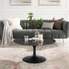 Lippa 36" Round Artificial Marble Coffee Table in Black Black