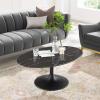 Lippa 42" Oval Artificial Marble Coffee Table in Black Black