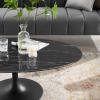 Lippa 48" Oval Artificial Marble Coffee Table in Black Black