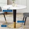 Zinque 36" Dining Table in Gold White