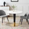 Zinque 36" Dining Table in Gold White
