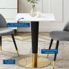 Zinque 24" Square Dining Table in Gold White