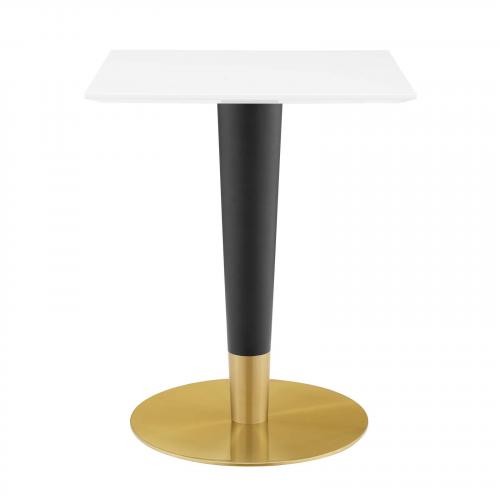 Zinque 24" Square Dining Table in Gold White