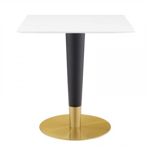 Zinque 28" Square Dining Table in Gold White