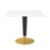Zinque 36" Square Dining Table in Gold White