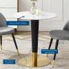 Zinque 28" Artificial Marble Dining Table in Gold White