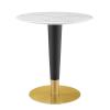 Zinque 28" Artificial Marble Dining Table in Gold White