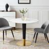 Zinque 36" Artificial Marble Dining Table in Gold White