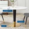 Zinque 42" Oval Dining Table in Gold White