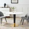Zinque 42" Oval Dining Table in Gold White